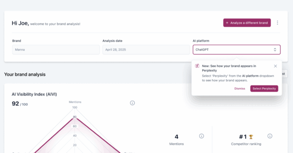 Новое в AI Brand Insights: сканируйте видимость вашего бренда в Perplexity.